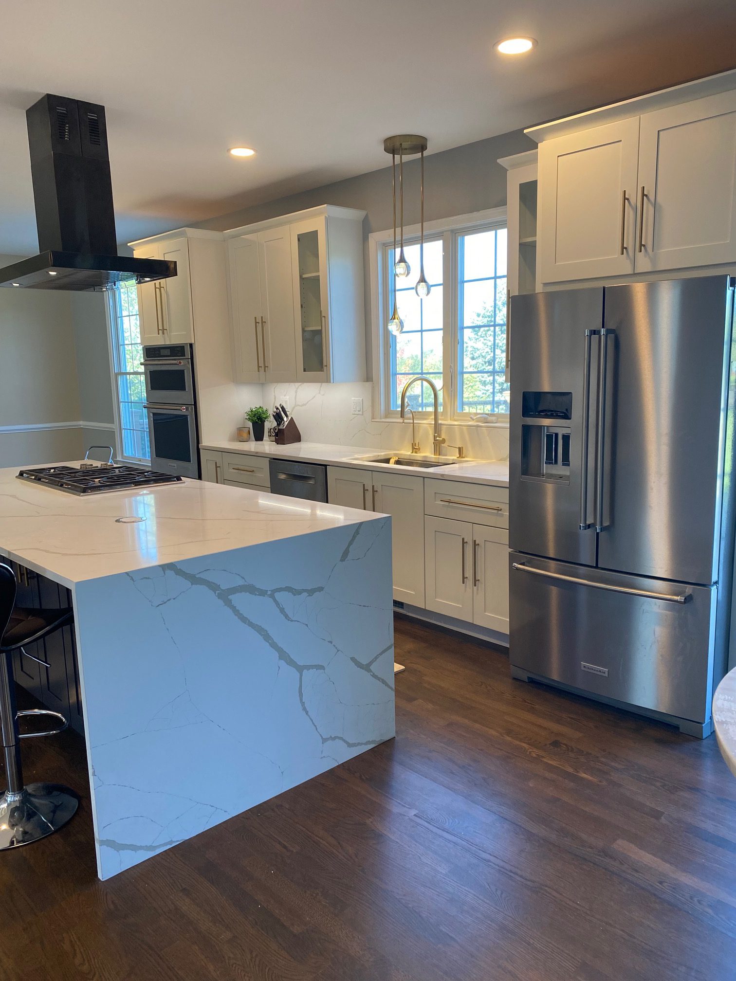 Custom-built kitchen cabinets installed during full renovation